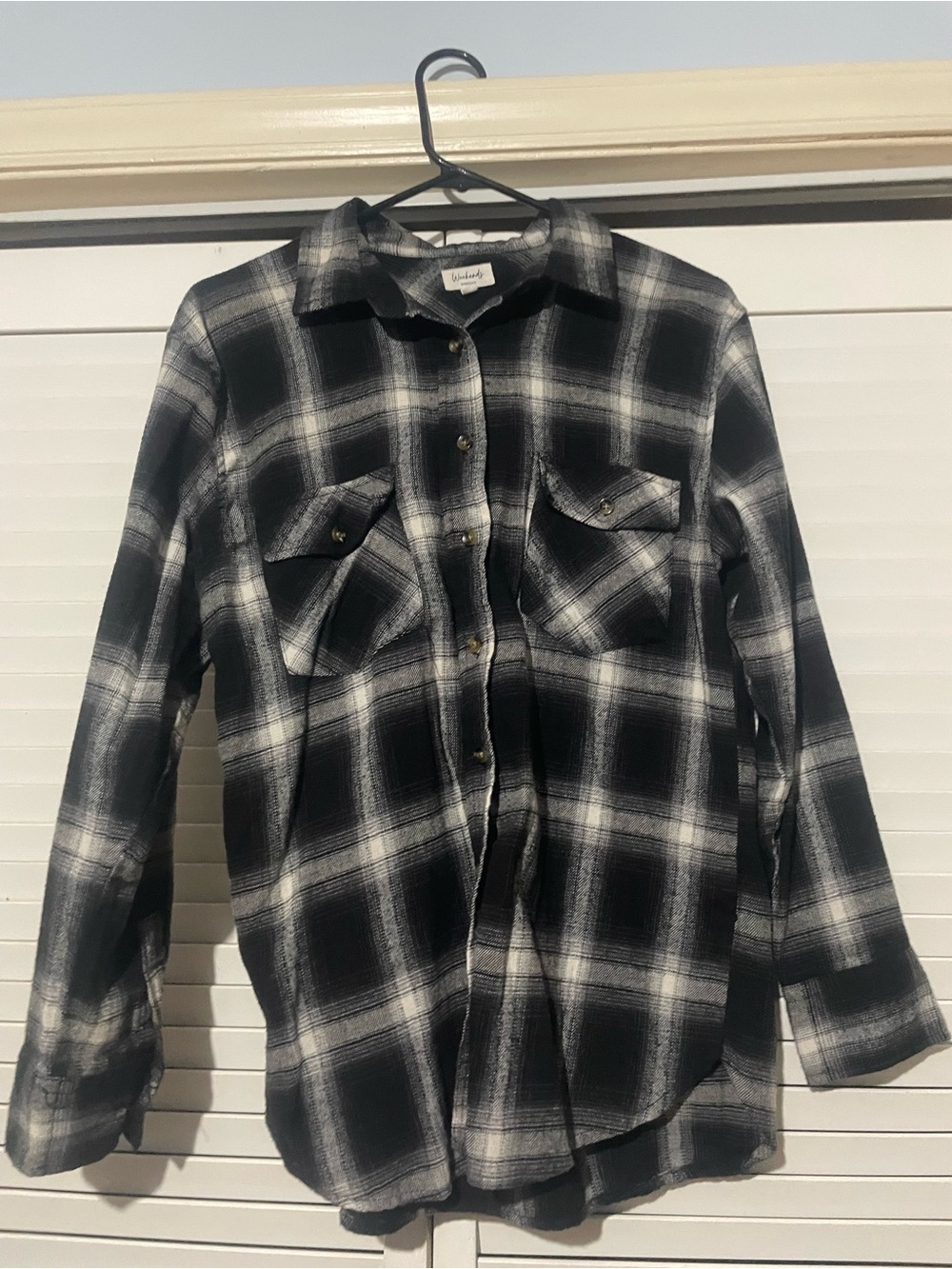 Black & White Plaid Button-Up Shirt
